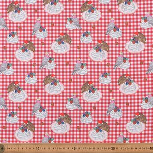 The Scenic Route Christmas Pavlova Picnic 112 cm Cotton Fabric Red 112 cm