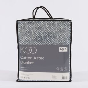 KOO Cotton Aztec Blanket Navy 220 x 240 cm