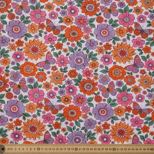 Bonnie Vintage Floral Multipurpose Cotton Fabric Pink 120 cm