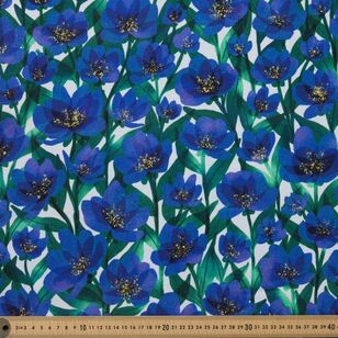 Jade Garden Multipurpose Cotton Fabric Blue 150 cm