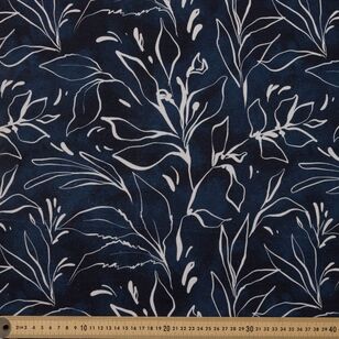 Midnight Leaf Multipurpose Cotton Fabric Navy 150 cm