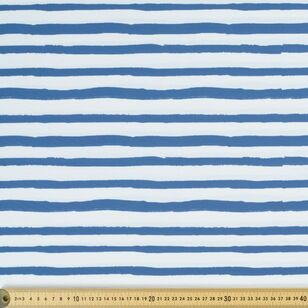 Blue Water Stripe Water Resistant Printed Fabric Blue 145 cm