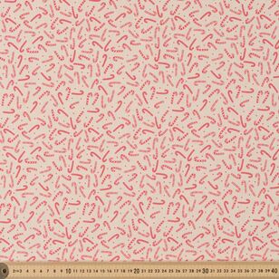 Scandi Christmas Candy Cane 112 cm Cotton Fabric Natural & Red 112 cm