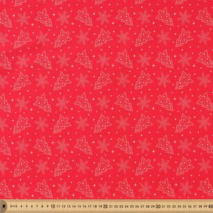 Scandi Christmas Trees 112 cm Fabric Red & Natural 112 cm