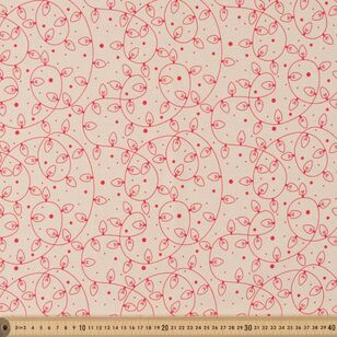 Scandi Christmas Fairy Lights 112 cm Cotton Fabric Natural & Red 112 cm