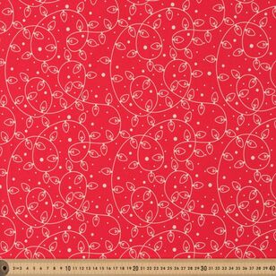 Scandi Christmas Fairy Lights 112 cm Cotton Fabric Red & Natural 112 cm