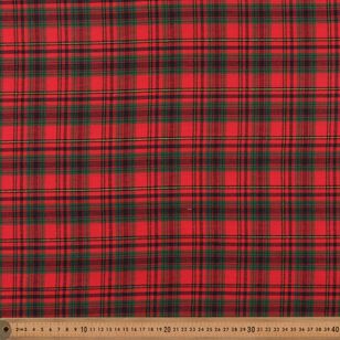 Christmas Metallic Yarn Dyed Tartan 112 cm Cotton Fabric Red 112 cm