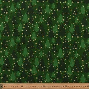 Christmas Trees Metallic 112 cm Cotton Fabric Green & Gold 112 cm