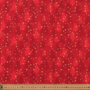 Christmas Trees Metallic 112 cm Cotton Fabric Red & Gold 112 cm