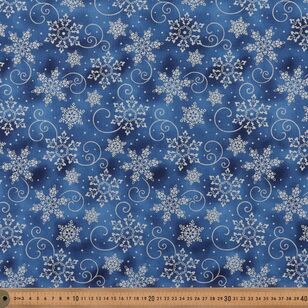 Christmas Metallic Snowflake Sparkle 112 cm Cotton Fabric Navy & Silver 112 cm