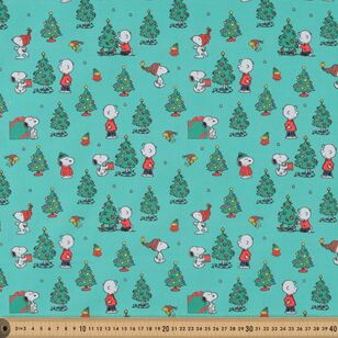 Peanuts Christmas Trees 112 cm Cotton Fabric Green 112 cm