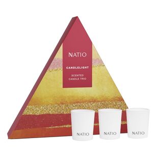 Natio Festive Scented Votive Candlelights 3 Pack Red