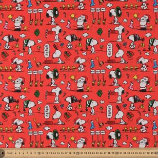 Peanuts Snoopy Christmas 112 cm Cotton Fabric Red 112 cm