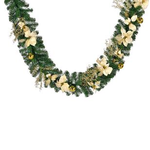 Jolly & Joy 2.7 m Gold Poinsettia Garland Gold 2.7 m