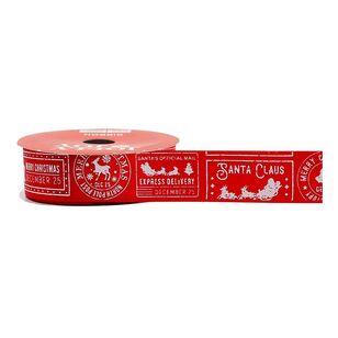 Jolly & Joy 22mm Red Satin Christmas Ribbon Reindeer Hearts 22 mm