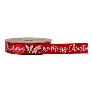 Jolly & Joy 16mm Red Satin Christmas Ribbon Green 16 mm