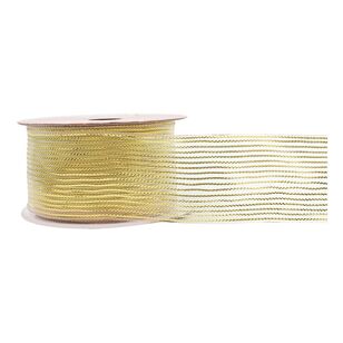 Jolly & Joy Wire Edge Stripe Metallic Gold Christmas Ribbon Gold 3 m