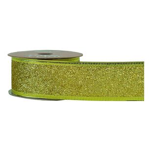 Jolly & Joy Wire Edge Glitter Christmas Ribbon  Gold 3 m