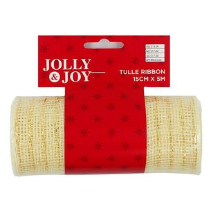 Jolly & Joy Gold Tulle Christmas Ribbon Gold 5 m