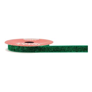 Jolly & Joy Metallic Velvet Green Christmas Ribbon Green 9 mm