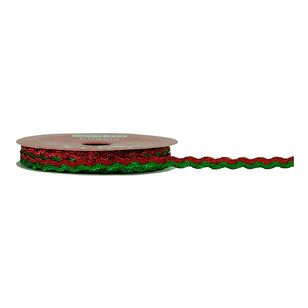 Jolly & Joy Metallic Ricrac Christmas Ribbon Red & Green 3 m