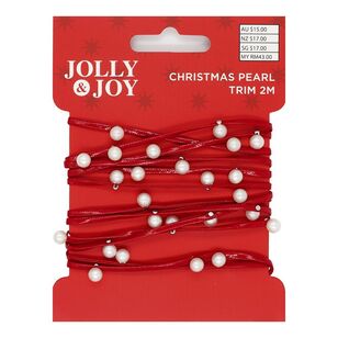 Jolly & Joy Corded Pearl Christmas Gift Topper Red 2 m