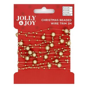 Jolly & Joy Beaded Christmas Wire Trim Gold 3 m