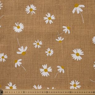 Printed Hessian Daisy Multipurpose Fabric White 120 cm