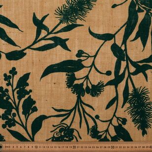 Printed Hessian Australian Floral Multipurpose Fabric Green 120 cm