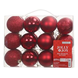 Jolly & Joy Christmas Bauble 24-pack Red