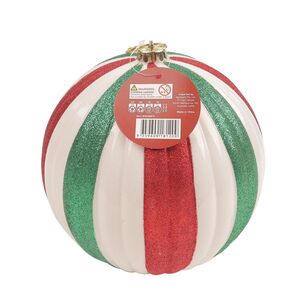 Jolly & Joy Glitter Stripe Christmas Bauble 20Cm Multicoloured