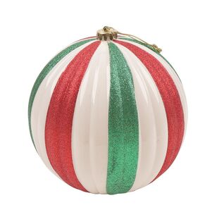 Jolly & Joy Glitter Stripe Christmas Bauble 20Cm Multicoloured