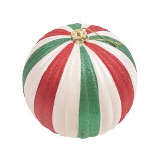 Jolly & Joy Glitter Stripe Christmas Bauble 20Cm Multicoloured