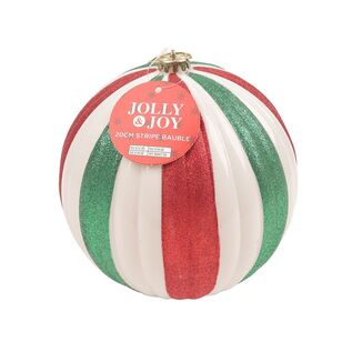 Jolly & Joy Glitter Stripe Christmas Bauble 20Cm Multicoloured