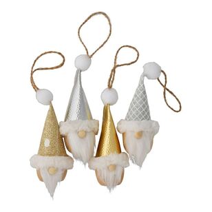 Jolly & Joy Felt Gnome Christmas Tree Decoration 4-pack Gold