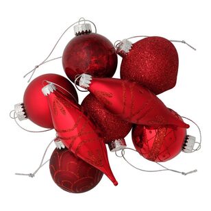 Jolly & Joy Glass Christmas Bauble 12-pack Red