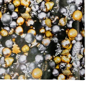 Jolly & Joy Black and Gold Bauble Print Christmas Wrap Multicoloured 76 cm x 5 m