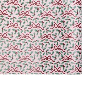 Jolly & Joy Holly and Bow Print Christmas Wrap Multicoloured