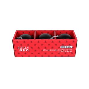 Jolly & Joy Ceramic Christmas Chalkboard Bauble 3-pack Black