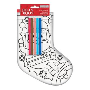 Jolly & Joy Colour In Canvas Christmas Santa Stocking Multicoloured