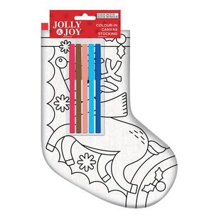 Jolly & Joy Colour In Canvas Christmas Reindeer Stocking Multicoloured