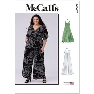 McCall's M8457 Misses' Loose Fit Jumpsuit and Sash Pattern White S - XXL