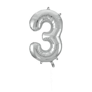 Party Creator 86cm Silver Foil Number 3 Balloon