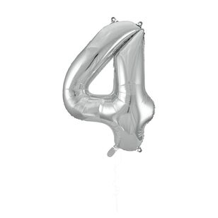 Party Creator 86cm Silver Foil Number 4 Balloon