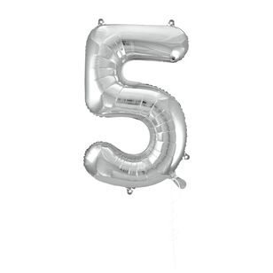 Party Creator 86cm Silver Foil Number 5 Balloon