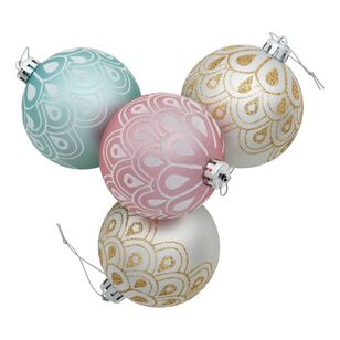 Jolly & Joy Christmas Bauble 4-pack Pink