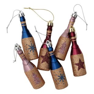 Jolly & Joy Champagne Bottle Christmas Tree Decoration 6-pack Assorted