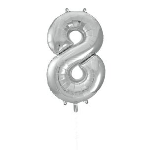 Party Creator 86cm Silver Foil Number 8 Balloon