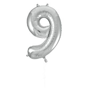 Party Creator 86cm Silver Foil Number 9 Balloon