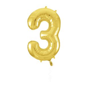 Party Creator 86cm Gold Foil Number 3 Balloon